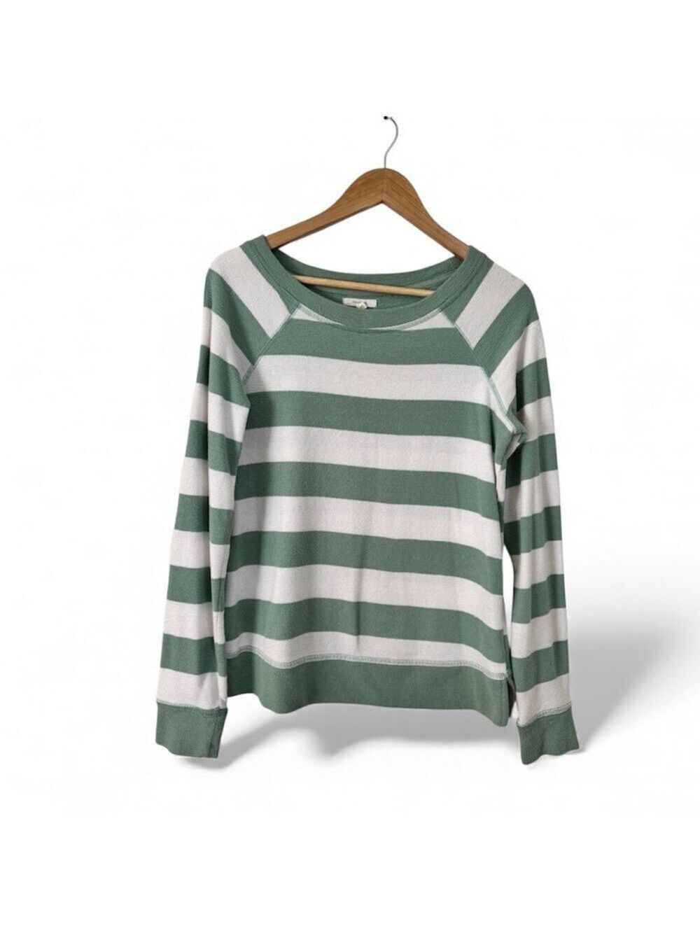 Maurices Green and White Stripe Waffle Knit Long Sleeve XS